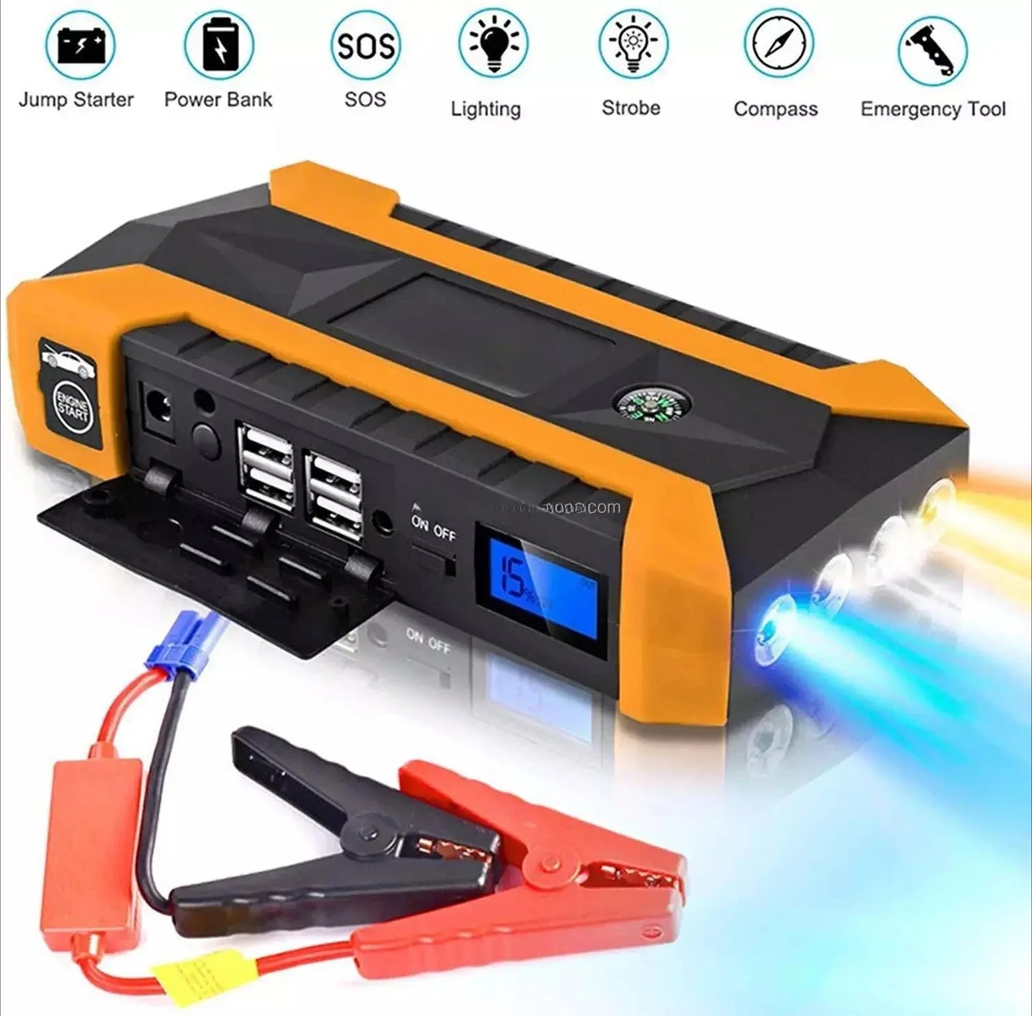 4-in-1 Car and Motorcycle Battery Jump Starter 🚗⚡ Air Pump + FREE SHIPPING