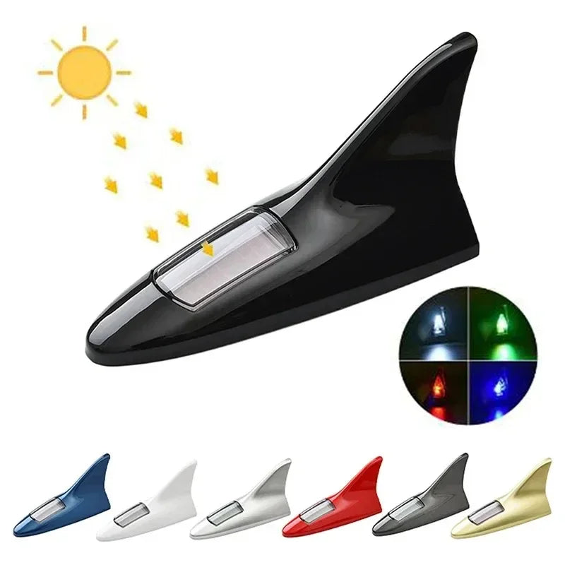 🦈 Solar LED Shark Antenna + Alarm Simulator