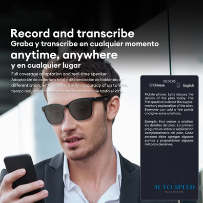 ✨Gafas de traducción inalámbricas con Bluetooth y IA  - 50%OFF 🔥 ¡Lanzamiento 2025!