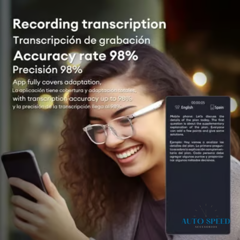 ✨Gafas de traducción inalámbricas con Bluetooth y IA  - 50%OFF 🔥 ¡Lanzamiento 2025!