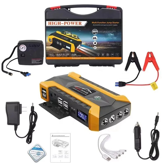 4-in-1 Car and Motorcycle Battery Jump Starter 🚗⚡ Air Pump + FREE SHIPPING